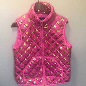 Simply southern pink with gold elephants puffer vest